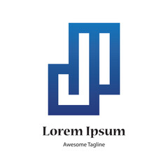dm or md letter initial blue logo design icon