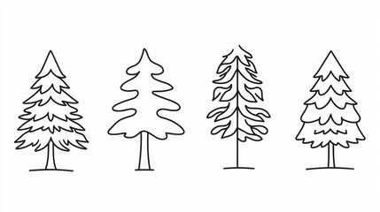 Obraz premium Simple Line Art Christmas Trees