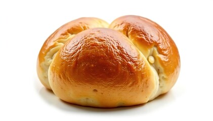 Golden brown artisan bun, perfectly baked, isolated , pastry, macro