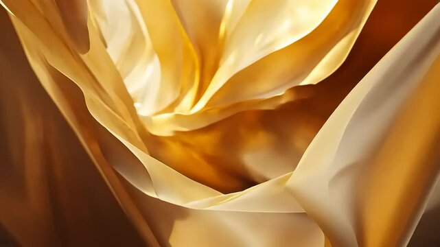 Golden fabric folds and drapes