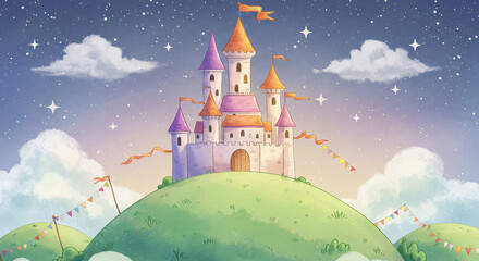Naklejka premium Castle Under the Stars