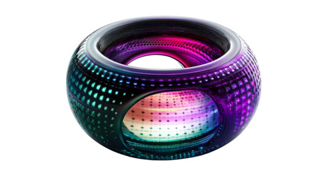 Hollow glowing sphere, open form with gradient illumination, cut out transparent