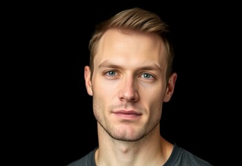 Fototapeta premium Male portrait on black background