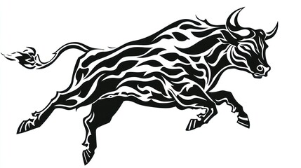 Obraz premium Fierce Bull Running, Abstract Design