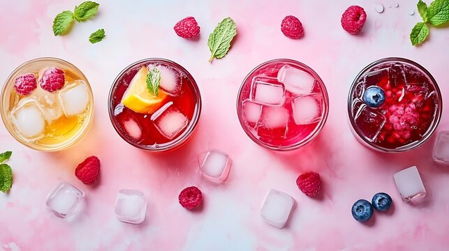 Refreshing fruit iced tea drinks