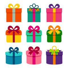 Gift box flat icons pack vector design with editable