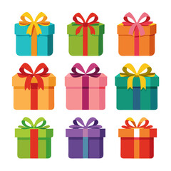 Gift box flat icons pack vector design with editable