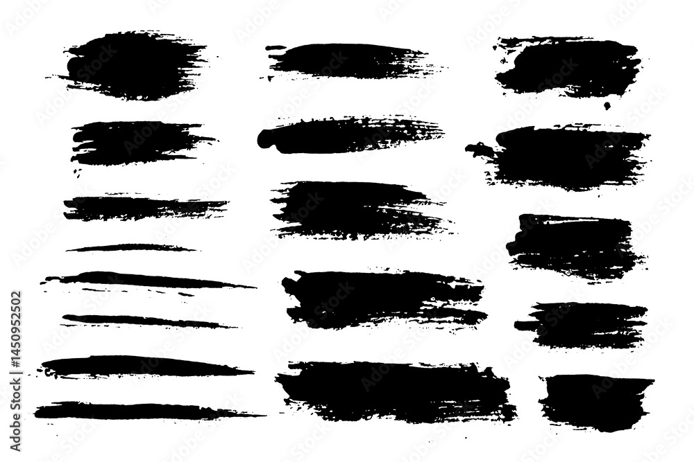 Aufkleber vector brush stroke textures of different shapes. paint text boxes and paintbrush collection. grunge