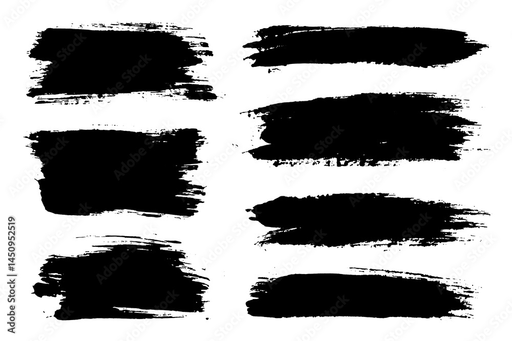 Aufkleber vector brush stroke textures of different shapes. paint text boxes and paintbrush collection. grunge