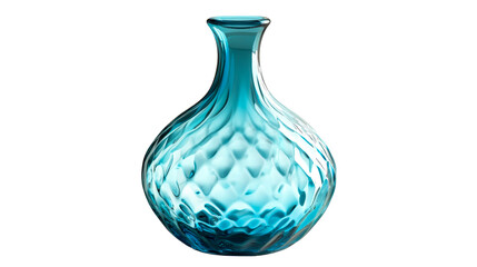 Elegant translucent turquoise vase with texture, cut out transparent