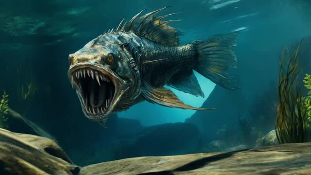 Terrifying Deep-Sea Predator Lurks Beneath Shadows with Razor-Sharp Teeth
