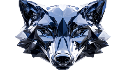 Geometric animal head, polygonal design, cut out transparent