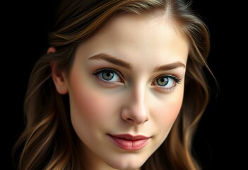 Fototapeta premium Female portrait on black background