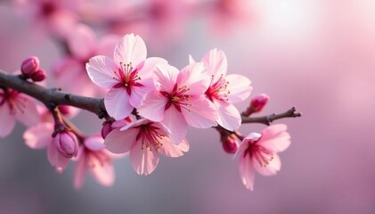 Obraz premium Delicate pink sakura blossoms, full bloom, intricate pattern , pink flowers, design