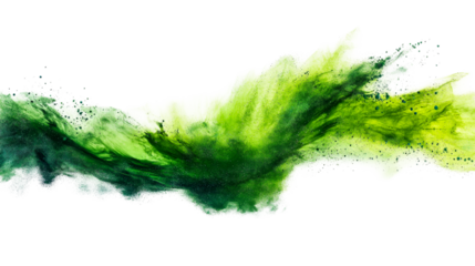 Dynamic Green Wash Flowing Across Frame, cut out transparent