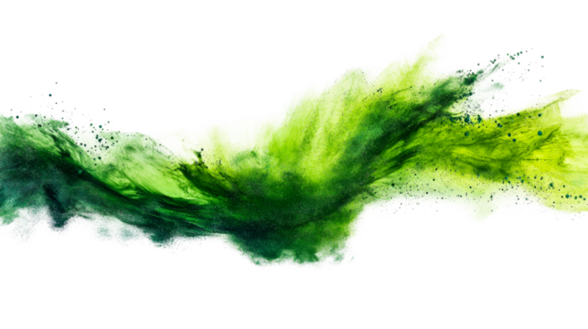 Dynamic Green Wash Flowing Across Frame, cut out transparent