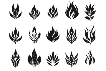 Flame icons; design elements; white background; graphic design; website use (1)