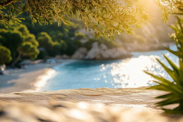 Plakat Photograph of a luxury pool at a paradise resort in Greece.