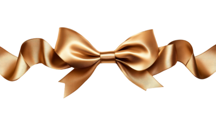 Beautiful ornate gold ribbon bow decoration, cut out transparent