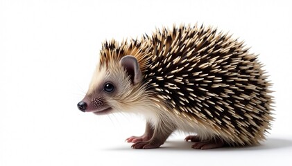 Obraz premium Close-up of a hedgehog's spiny back against a stark white backdrop , spiny animal, wild