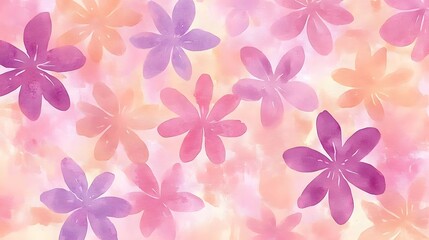 Watercolor Pastel Pink Purple Flower Pattern Background