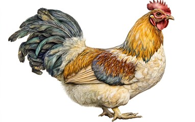 Fototapeta premium Detailed Watercolor Rooster Illustration Farm Animal Art