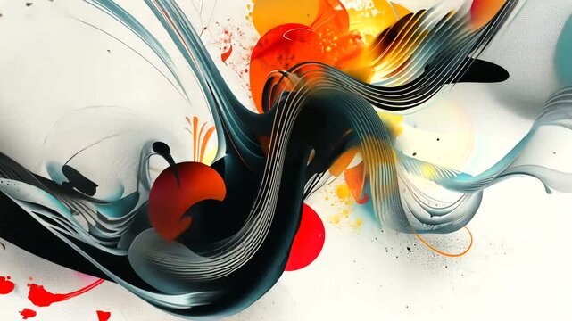 Abstract art with flowing lines and splashes of color