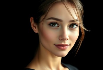 Fototapeta premium Female portrait on black background