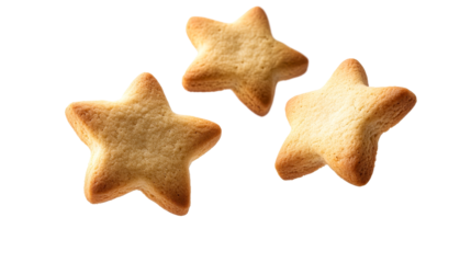 Three star shaped cookies, cut out transparent
