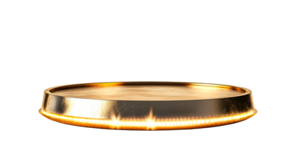 Shiny golden presentation podium platform showcase, cut out transparent