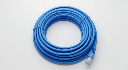 Coiled blue network cable