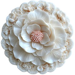 Elegant White Flower Bloom Featuring Intricate Petal Design Perfect For Wedding Or Invitation Background