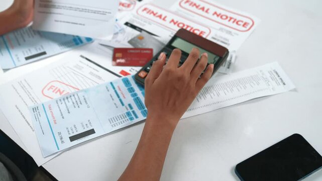 Stressed young woman has financial problems with credit card debt to pay crucial show concept of bad personal money and mortgage pay management crisis.