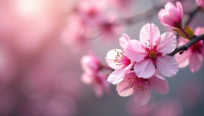 Delicate pink sakura blossoms, full bloom, intricate pattern , sakura branch, floral design