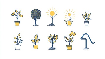 Plant Care Icons Illustration