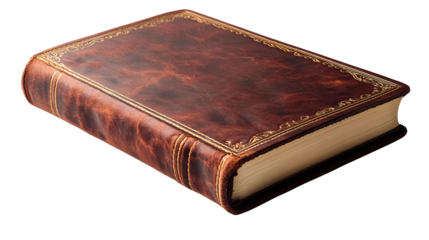 Old book with leather cover and gilt edges, cut out transparent