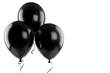 group of black helium balloon isolated on transparent background.PNG