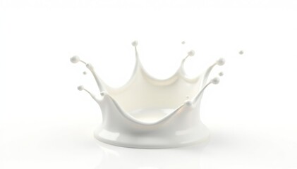 Isolated milk splash, crown shape, white background , texture, advertising, splash
