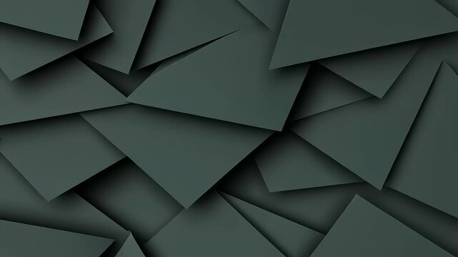 Abstract background with dark green overlapping triangles creating a 3D effect