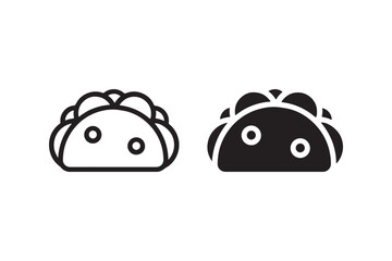 Taco icon in black and white vector Vector