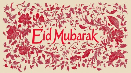 Eid Mubarak Floral Greeting Card Design