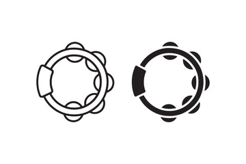 Tambourine music icon in black and white Vector