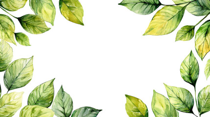 Naklejka premium Foliage arrangement of painted green leaves, cut out transparent