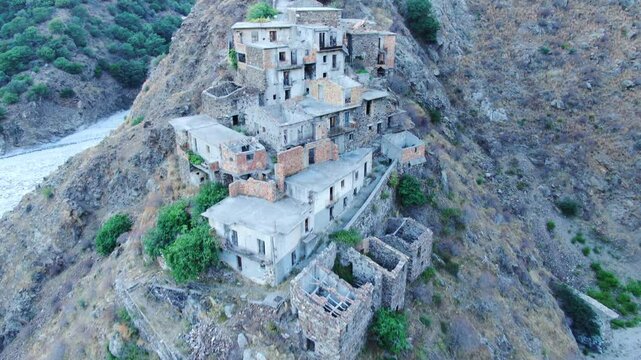 Roghudi Vecchio, Calabria. Aerial drone view.