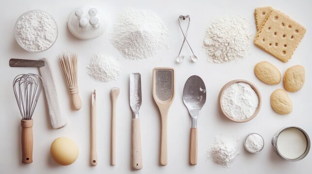 Baking Supplies Arranged on a White Surface