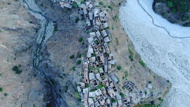 Roghudi Vecchio, Calabria. Aerial drone view.