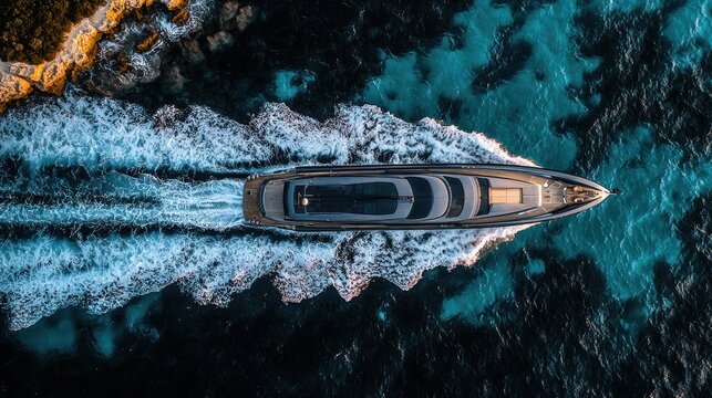 Yacht sailing through turquoise ocean waters