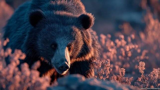 Wild Black Bear in Sunset Light A Majestic Portrait of Natures Fierce Beauty