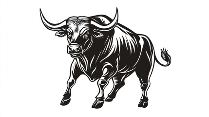 Obraz premium Black and White Bull Artwork