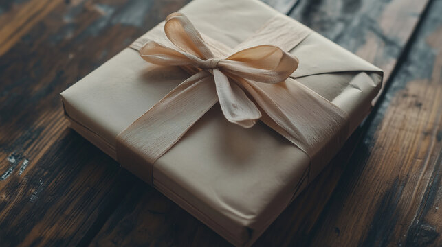 Macro shot of a ribbon-wrapped bundle of correspondence on a wooden surface.